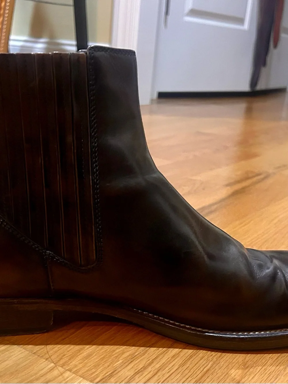 John Varvatos Black Leather Chelsea Boots with Stitched Welt